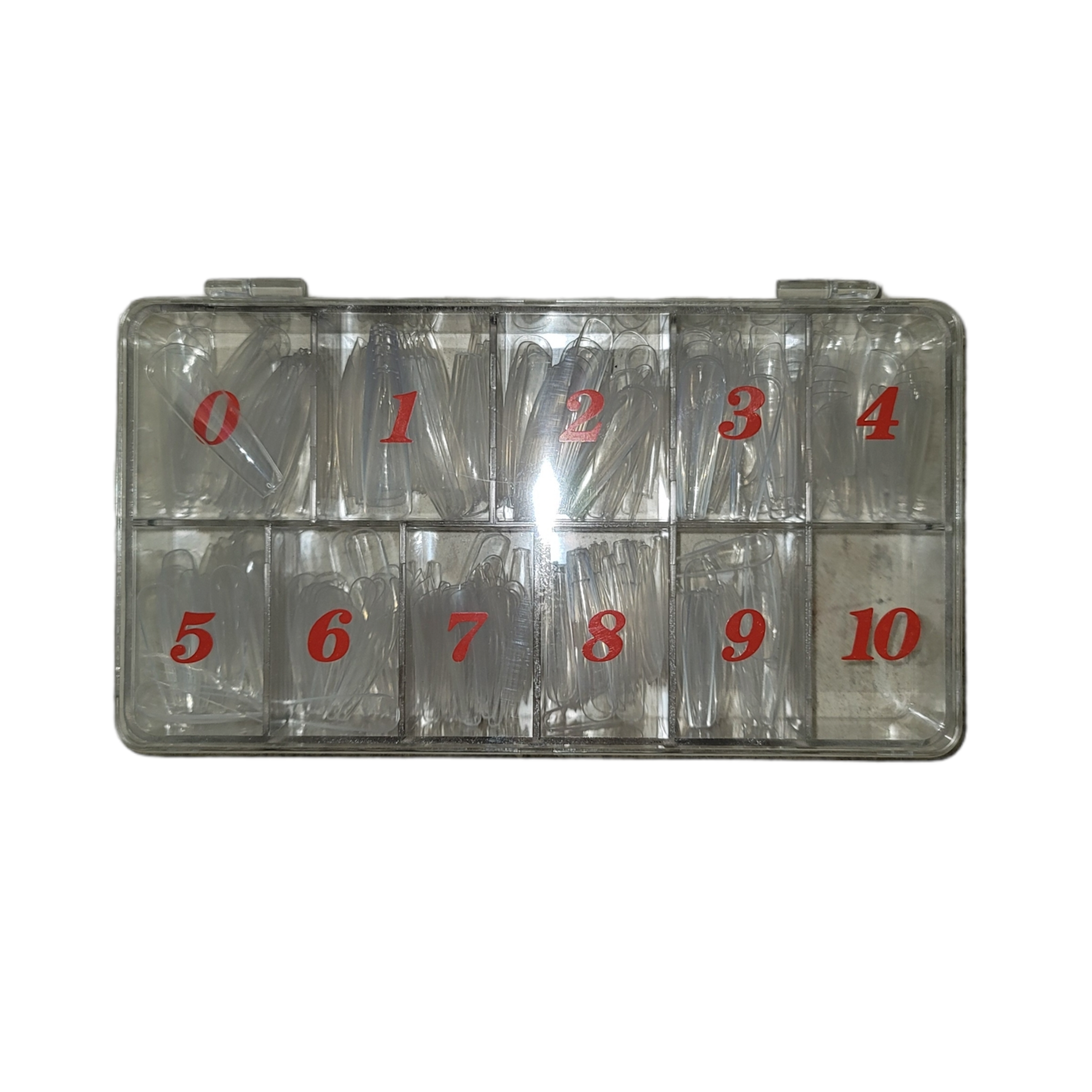250-piece Clear Coffin Nail Tip Box for Effortless Manicures