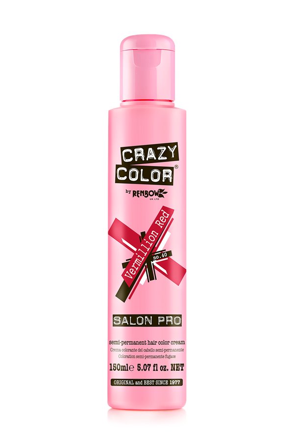 Crazy Color Semi - Permanent 150ML (5.07 oz) Vermillion Red Hair Dye