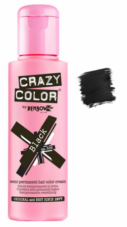 Crazy Color Semi - Permanent Hair Coloring Dye in Shade 030 Raven Black, 150ML (5.07 oz) for Stunning Hair Transformation