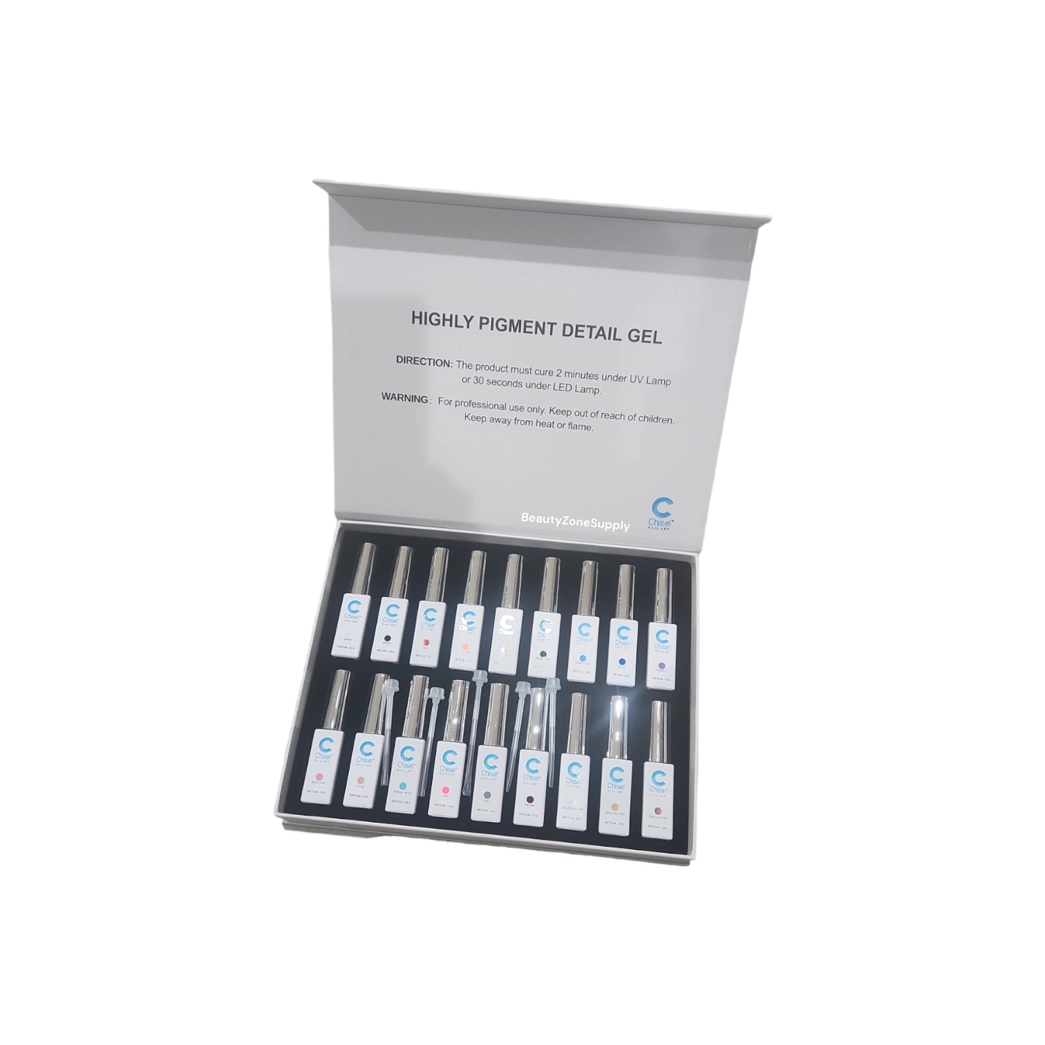 Chisel 18 - bottle Professional Nail Art Detail Gel Kit