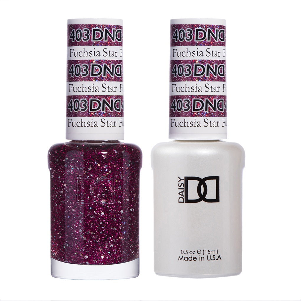 DND Duo Gel Nail Polish and Lacquer Set - Fuchsia Star Color, Shade #403