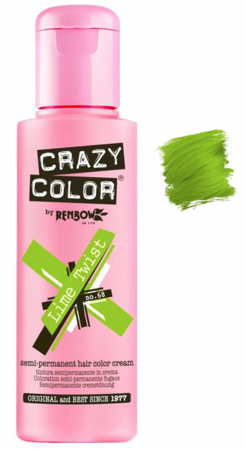 Crazy Color Semi - Permanent Lime Twist Hair Dye, 150ML (5.07 oz)