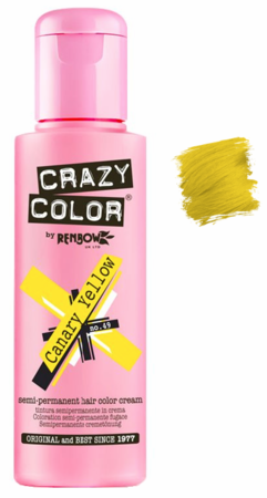 Crazy Color Semi - Permanent Canary Yellow Hair Dye, 150ML (5.07 oz) - Ideal for Pre - lightened or Light Blonde Hair