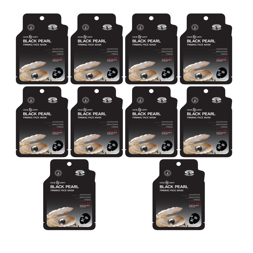 Dearderm Premium Black Pearl Skin - Firming Full - Coverage Facial Mask Set (10 Pieces)