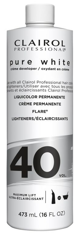 Clairol Professional Hair Creme Developer in Pure White Color, Volume 40, 16 Ounce Bottle