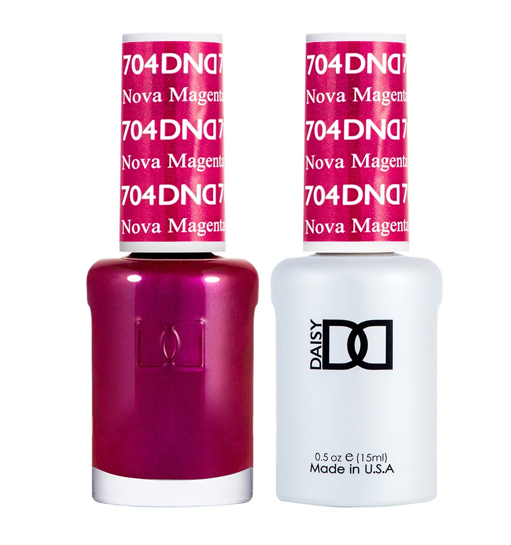 DND Duo Set: Nova Magenta #704 Gel Polish and Matching Lacquer