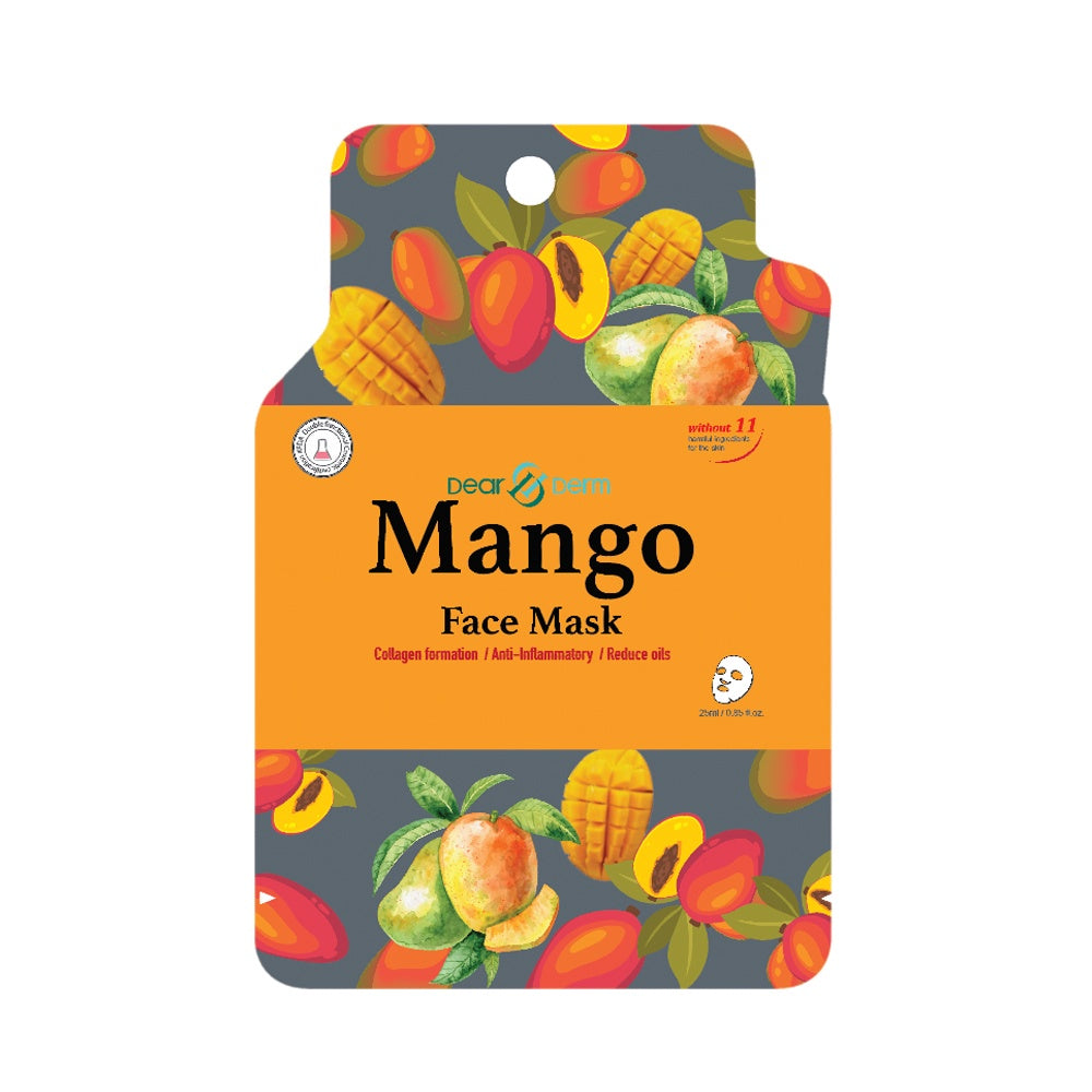 Dearderm Mango Facial Mask Set with 10 Pieces for Antioxidant and Complexion Brightening
