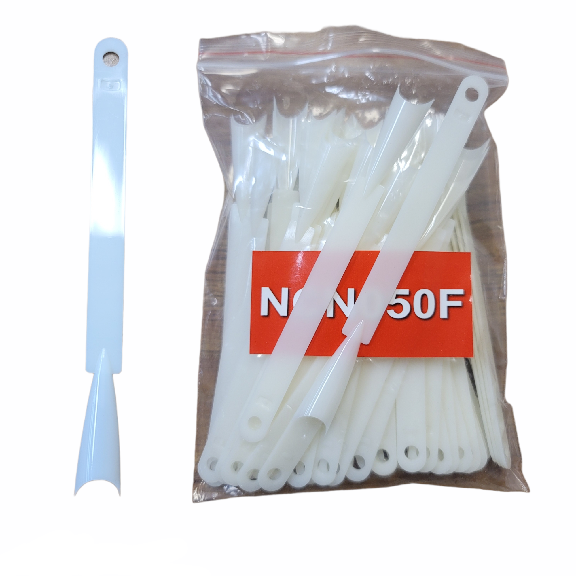 50-Piece French-Style Natural Color Nail Chart with Ring NCN050F