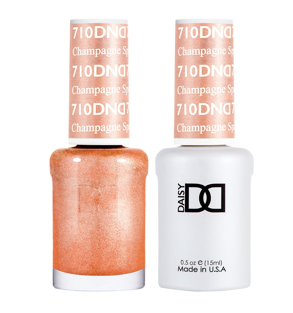 DND Duo Gel Nail Polish and Lacquer Set with Champagne Sparkles Effect #710