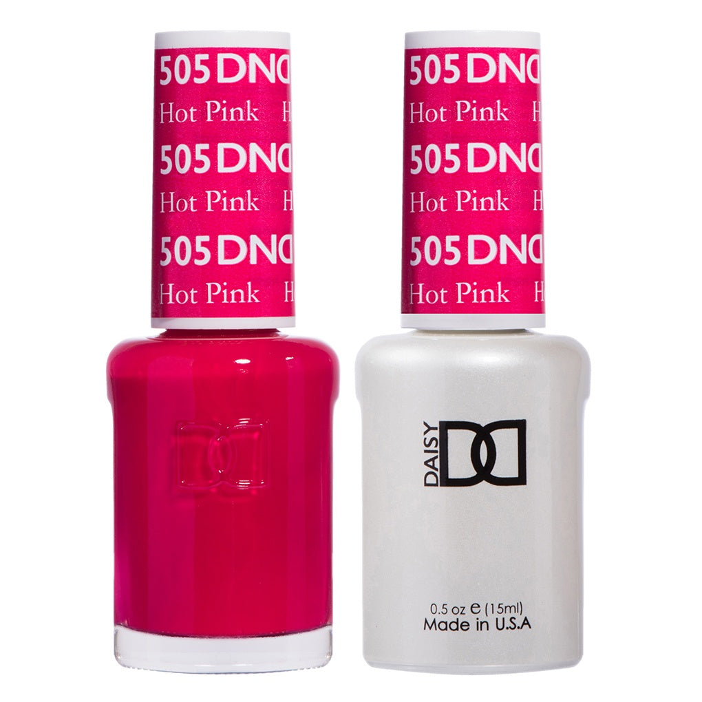 DND Dual - Function Gel Nail Polish and Matching Lacquer in Striking Hot Pink #505