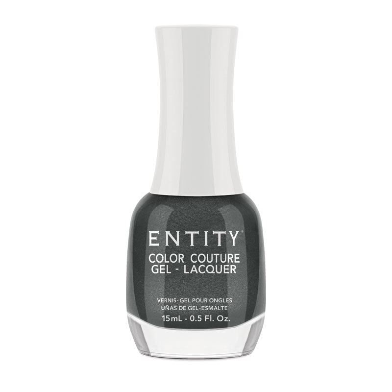 Entity Lacquer Headliner Nail Polish - 15 Milliliters | 0.5 Fluid Ounces, Dark Grey Shimmer, Product #519