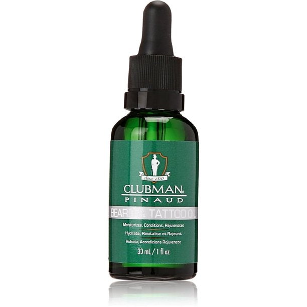 Clubman Premium Beard and Tattoo Care Oil - 1 Fluid Ounce (#28003)
