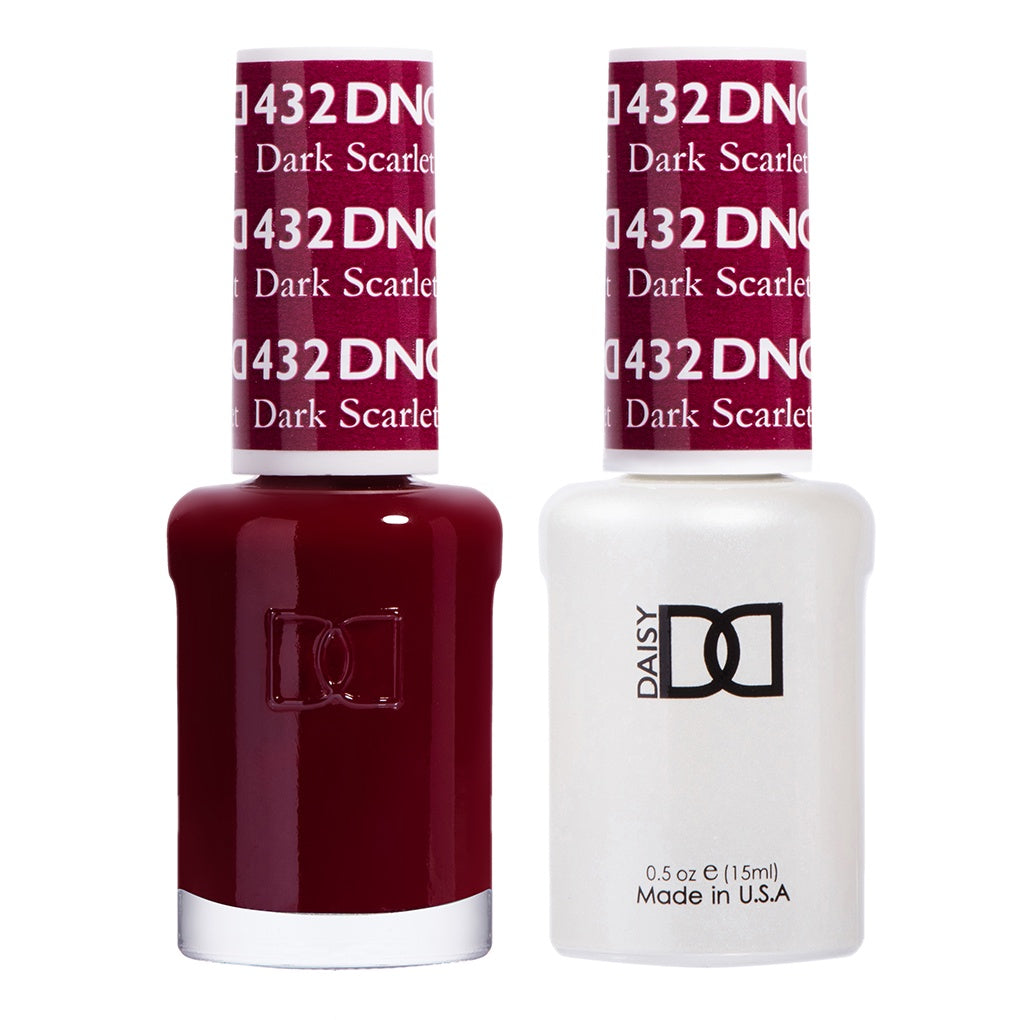 DND Dual - Purpose Gel Polish and Lacquer in Striking Dark Scarlet Color #432