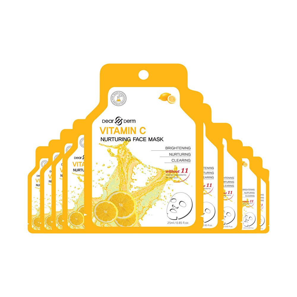 Dearderm Vitamin C Facial Refresh Mask Set of 10 Pieces
