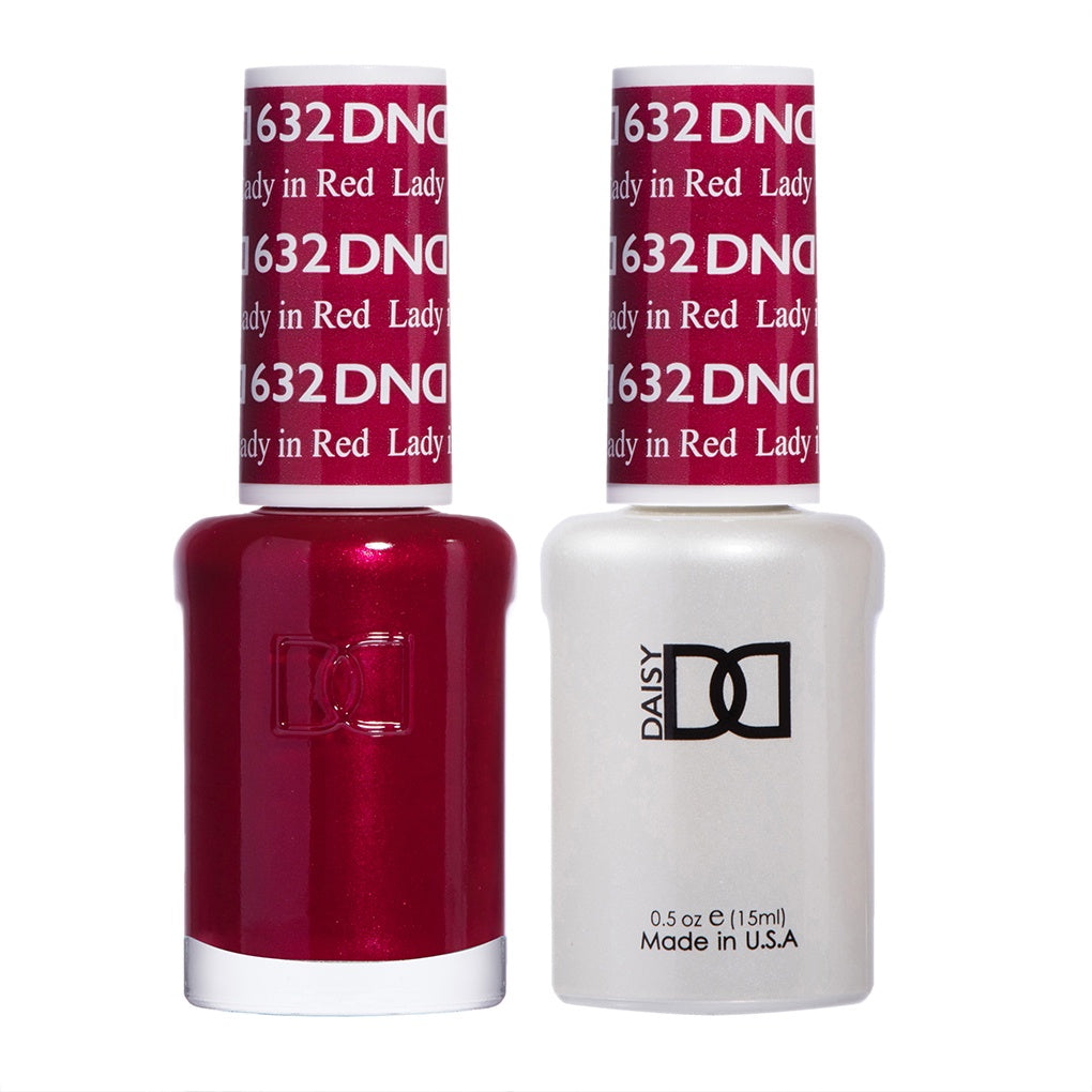 DND Duo Gel Nail Polish and Matching Lacquer - Lady In Red Color #632