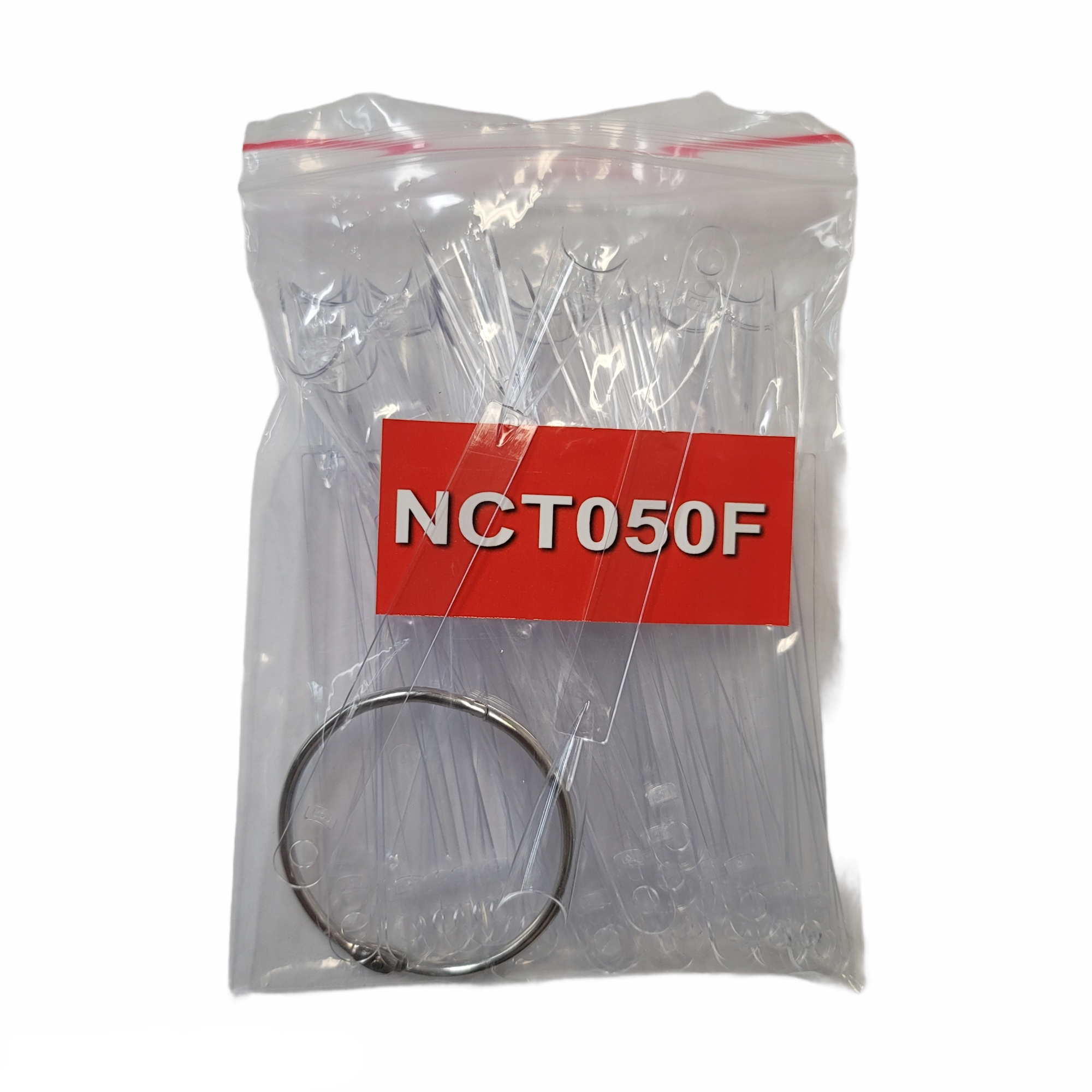 50-piece French-style Clear Color Nail Chart with Ring - NCT050F