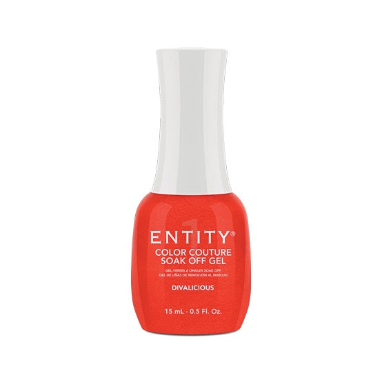 Entity Gel Nail Polish Divalicious in Orange Glitter, 15 Milliliters | 0.5 Fluid Ounces, Product Code #554