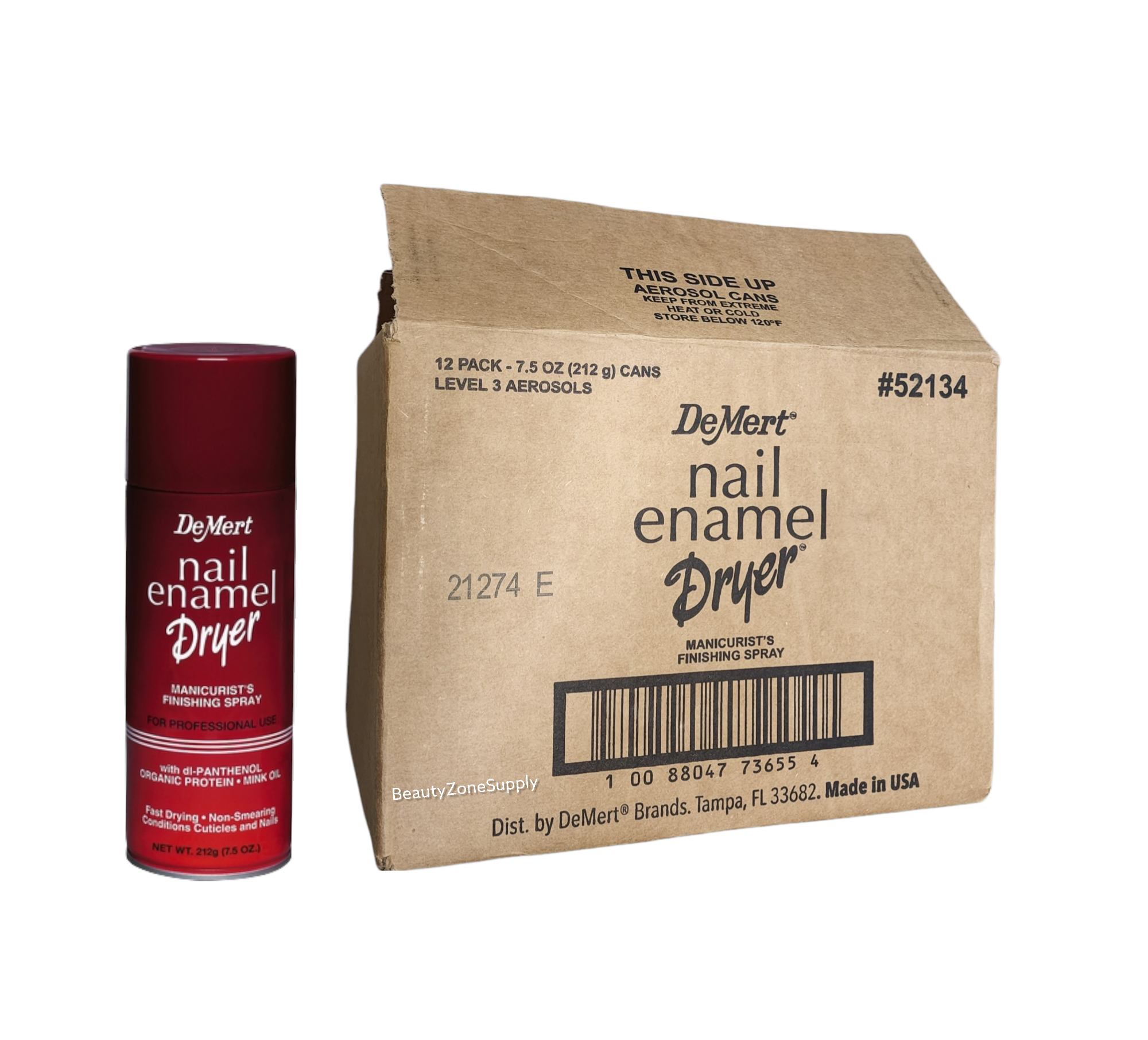DeMert Fast - Acting Nail Enamel Dryer Spray, 12 Can Case, 7.5 oz Each