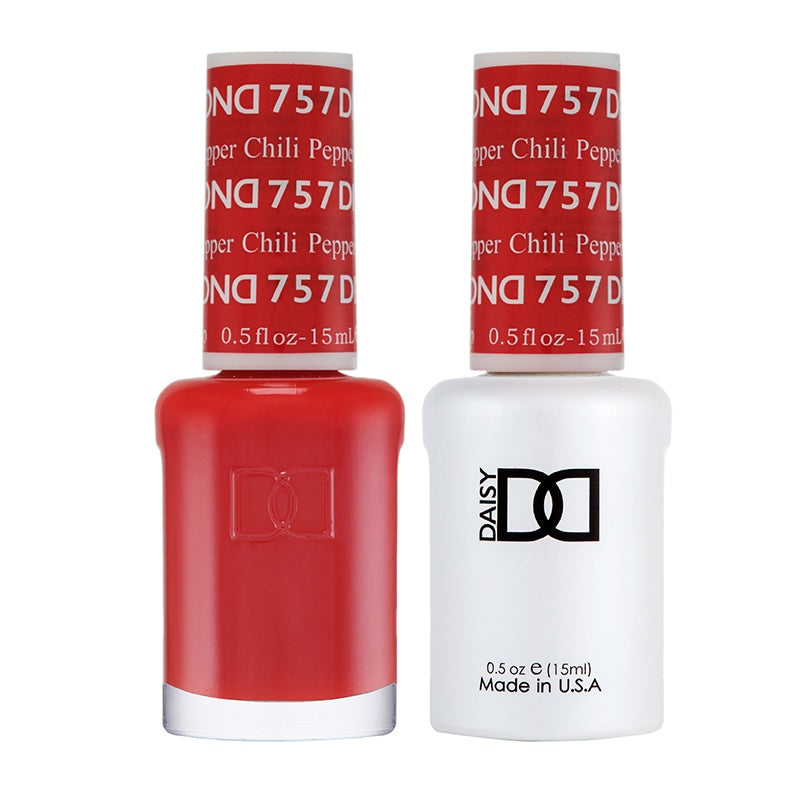 DND Brand Duo Set of Gel Polish and Lacquer in Chilli Pepper Color #757