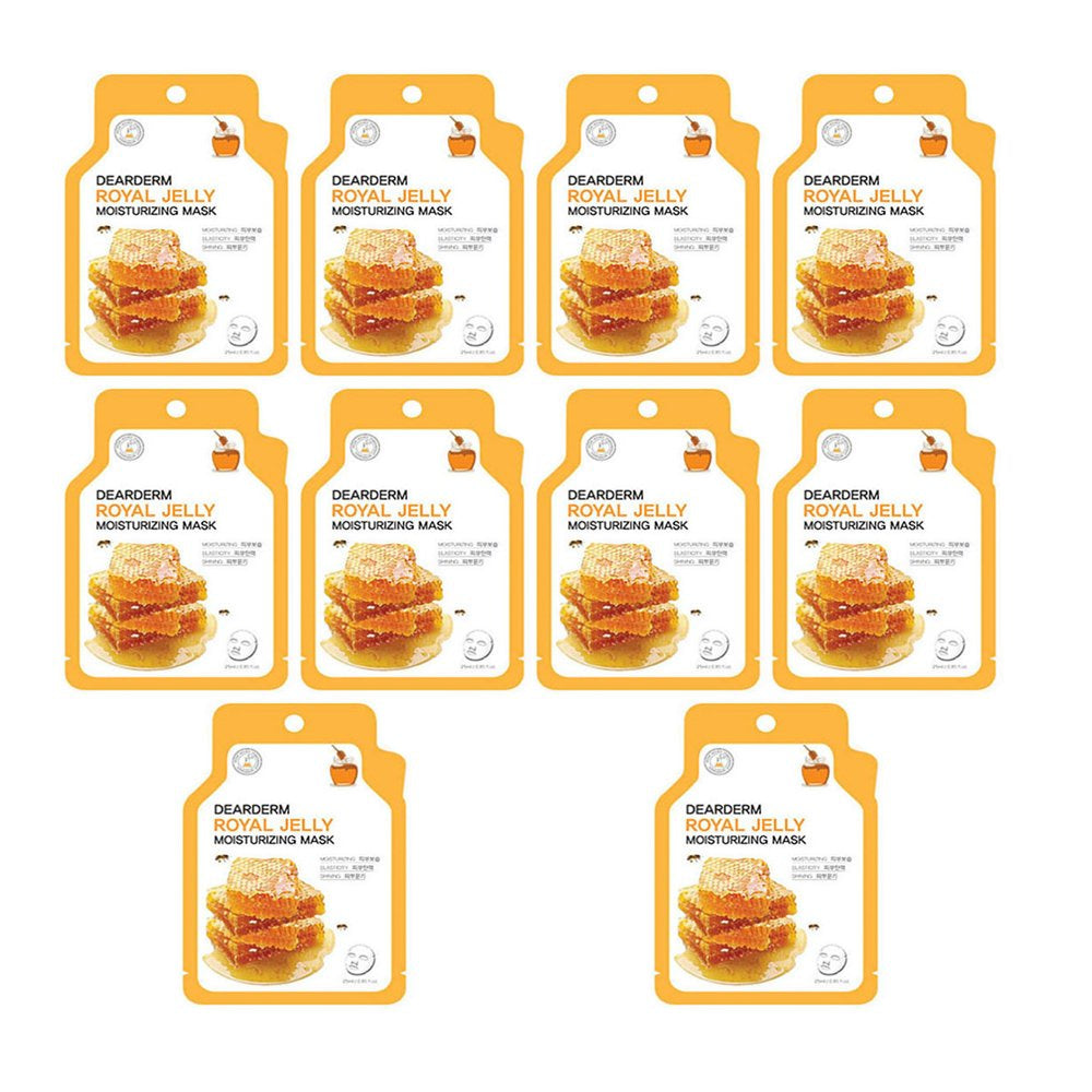 Dearderm Luxury Royal Jelly Hydrating Facial Mask Set (10 pcs)