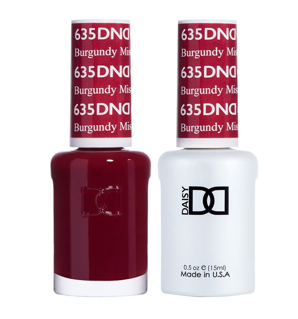 DND Brand Duo Set of Gel Polish and Lacquer in Stunning Burgundy Mist Color #635
