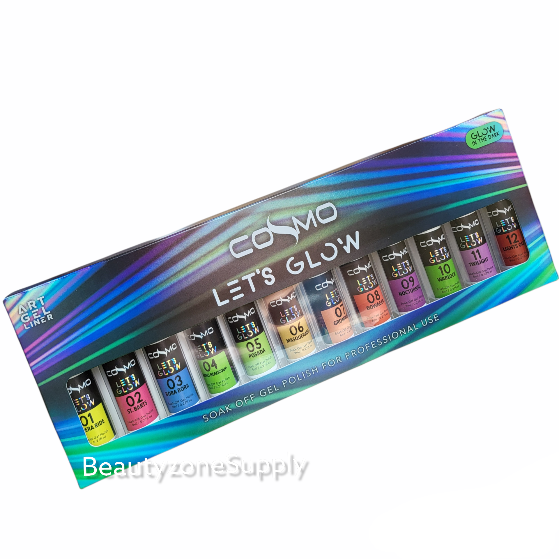 Cosmo Gel Artistic Nail Let's Glow Collection Set with 12 Bottles