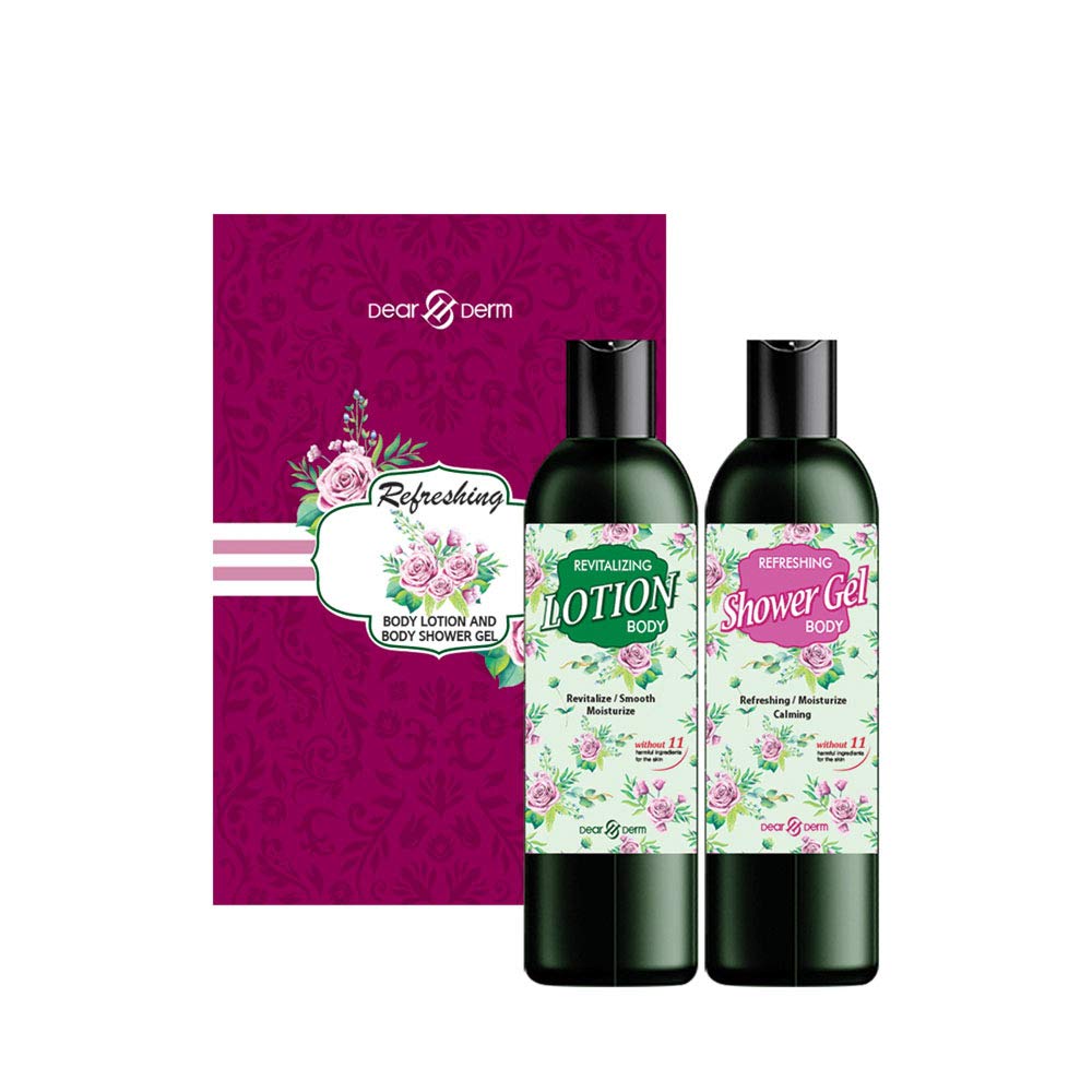 Dearderm Refreshing Moisturizing 2pcs Shower Gel & Body Lotion Gift Set, 300mL Each