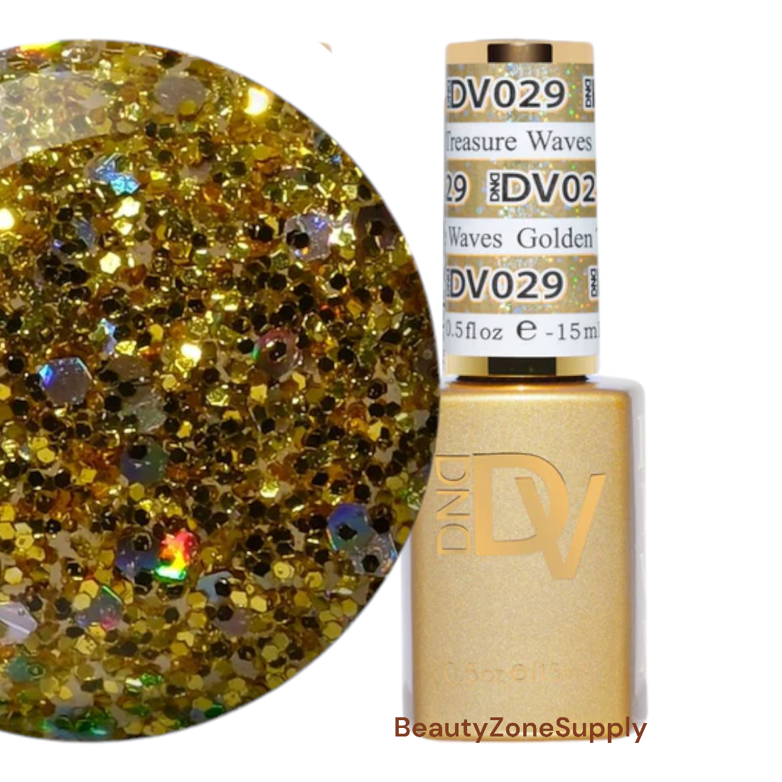 DND Diva Brand Gel Nail Polish - 0.5 oz Bottle, Shade 029 Golden Treasure Waves