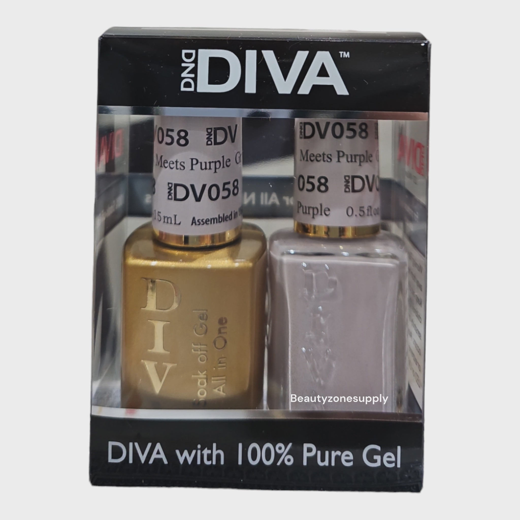 DND Diva Duo Gel & Lacquer 058 - Stunning Gray Meets Purple Combo