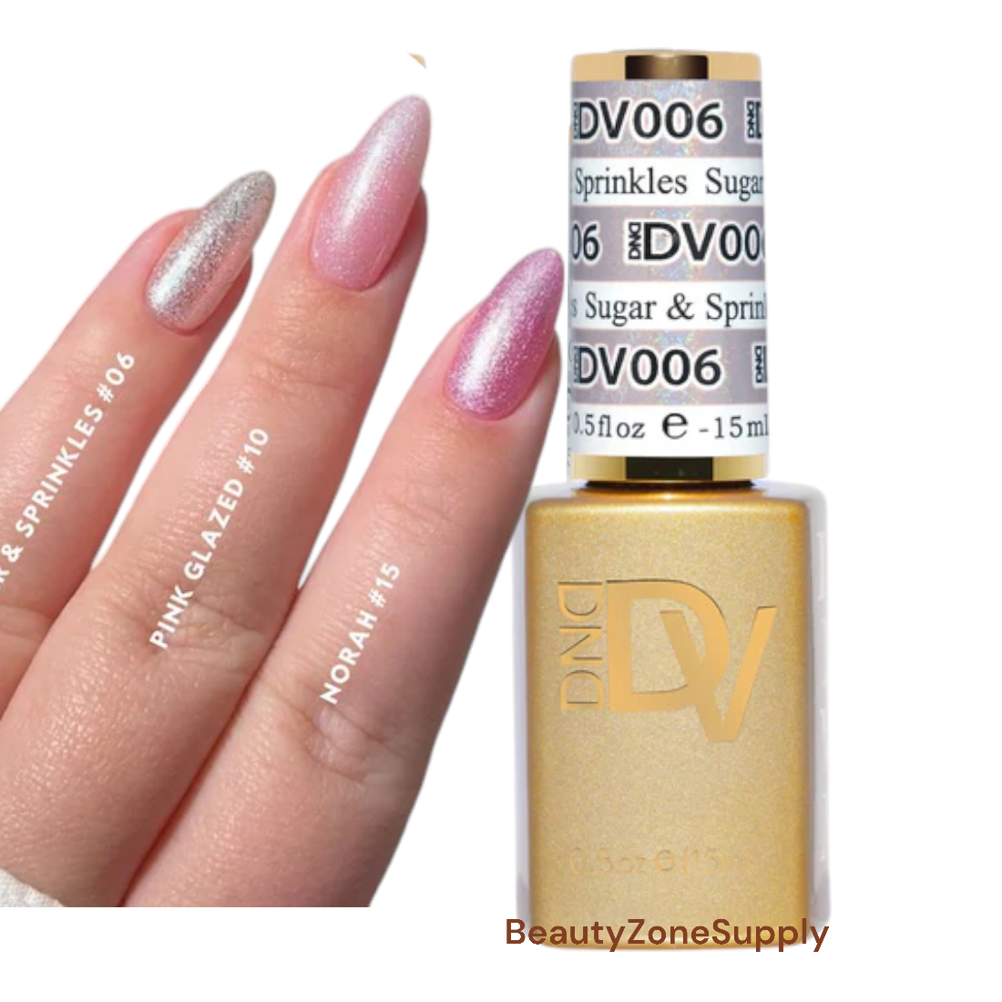 DND Diva 0.5 oz Gel Polish - 006 Sugar & Sprinkles Shimmering Formula