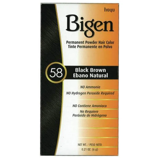 Bigen High - Quality Permanent Powder Type Hair Color in 58 Black - Brown Shade