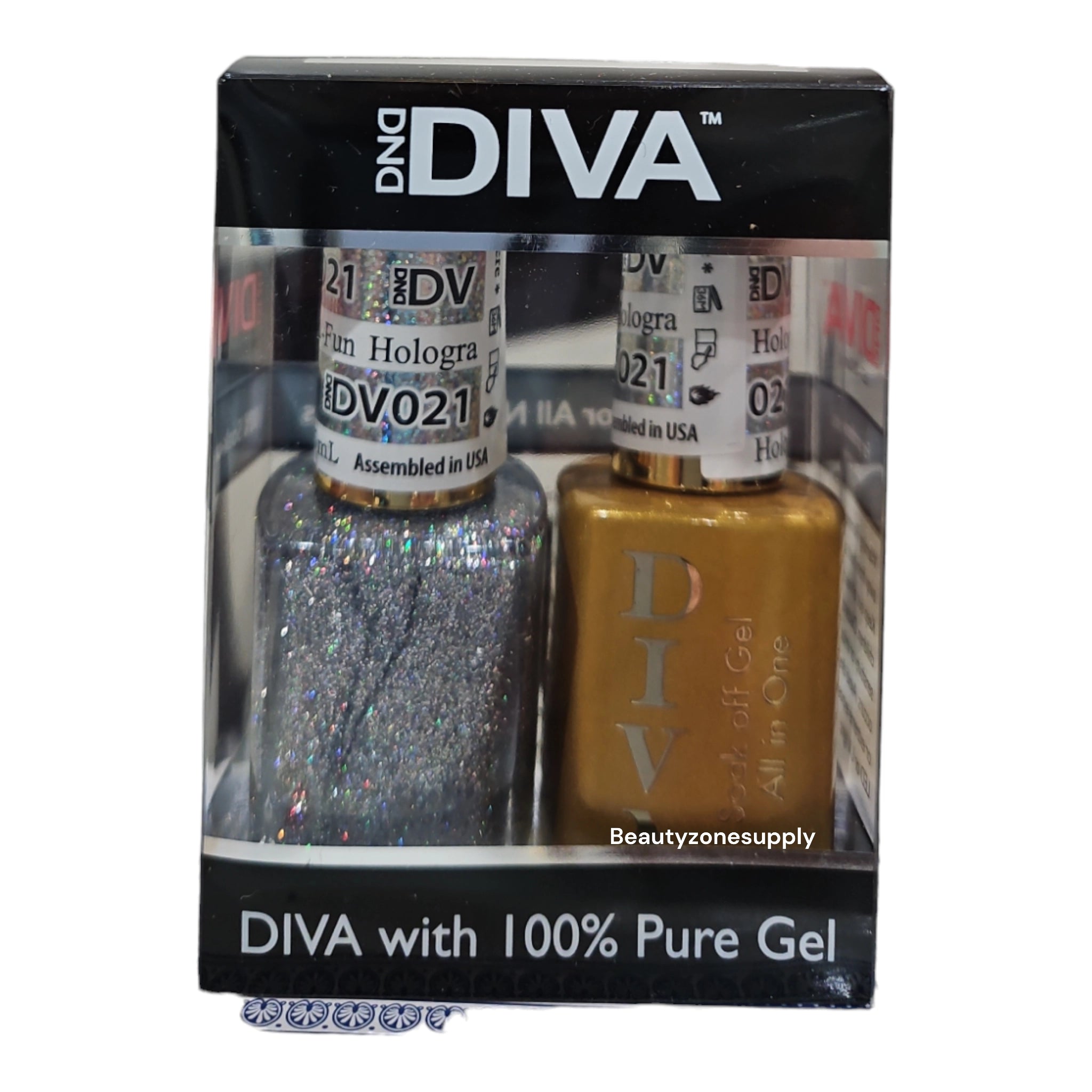 DND Diva Duo Gel & Lacquer 021 - Stunning Holographic Fun Nail Polish