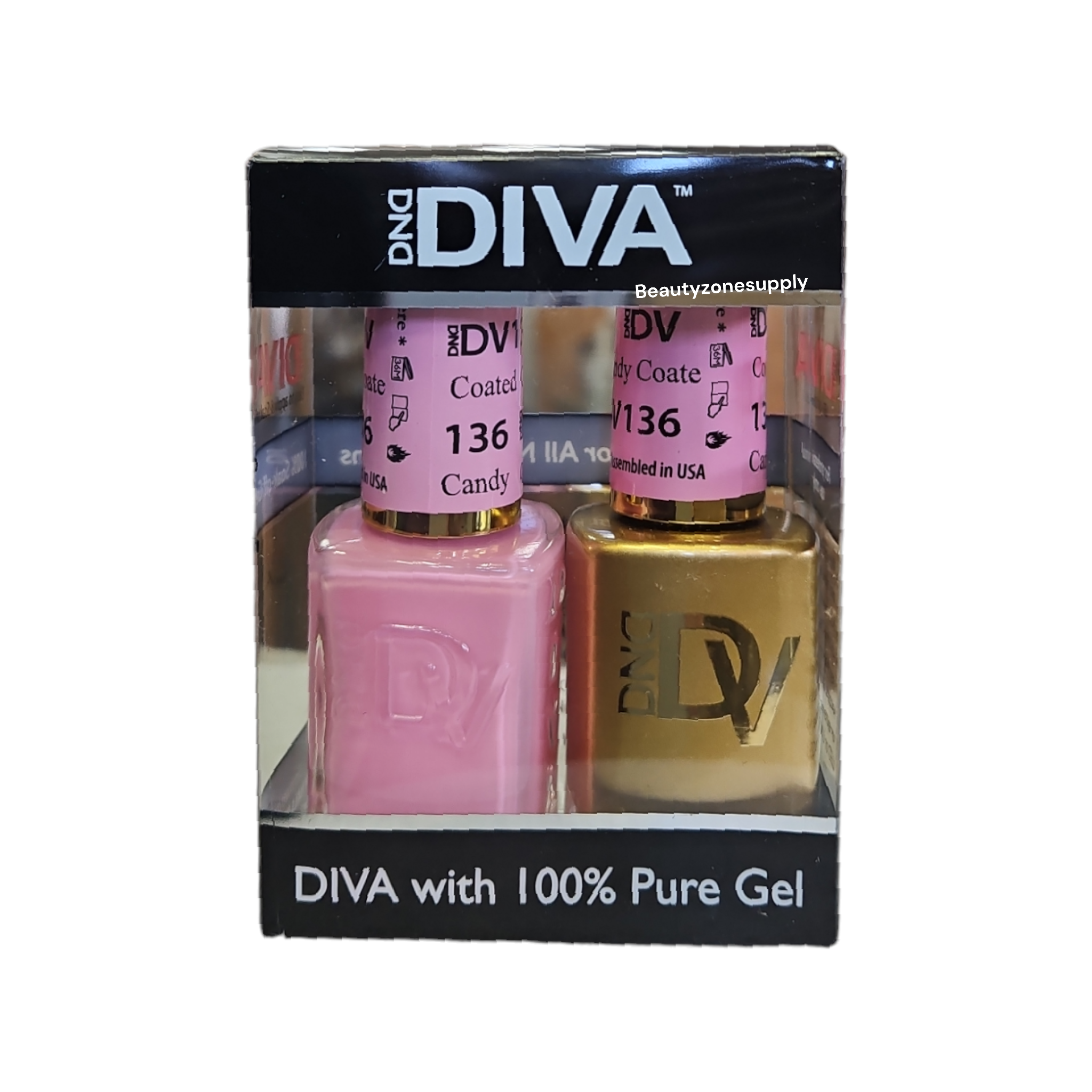 DND Diva Duo Gel Nail Polish and Lacquer Set 136 with Candy Coated Color