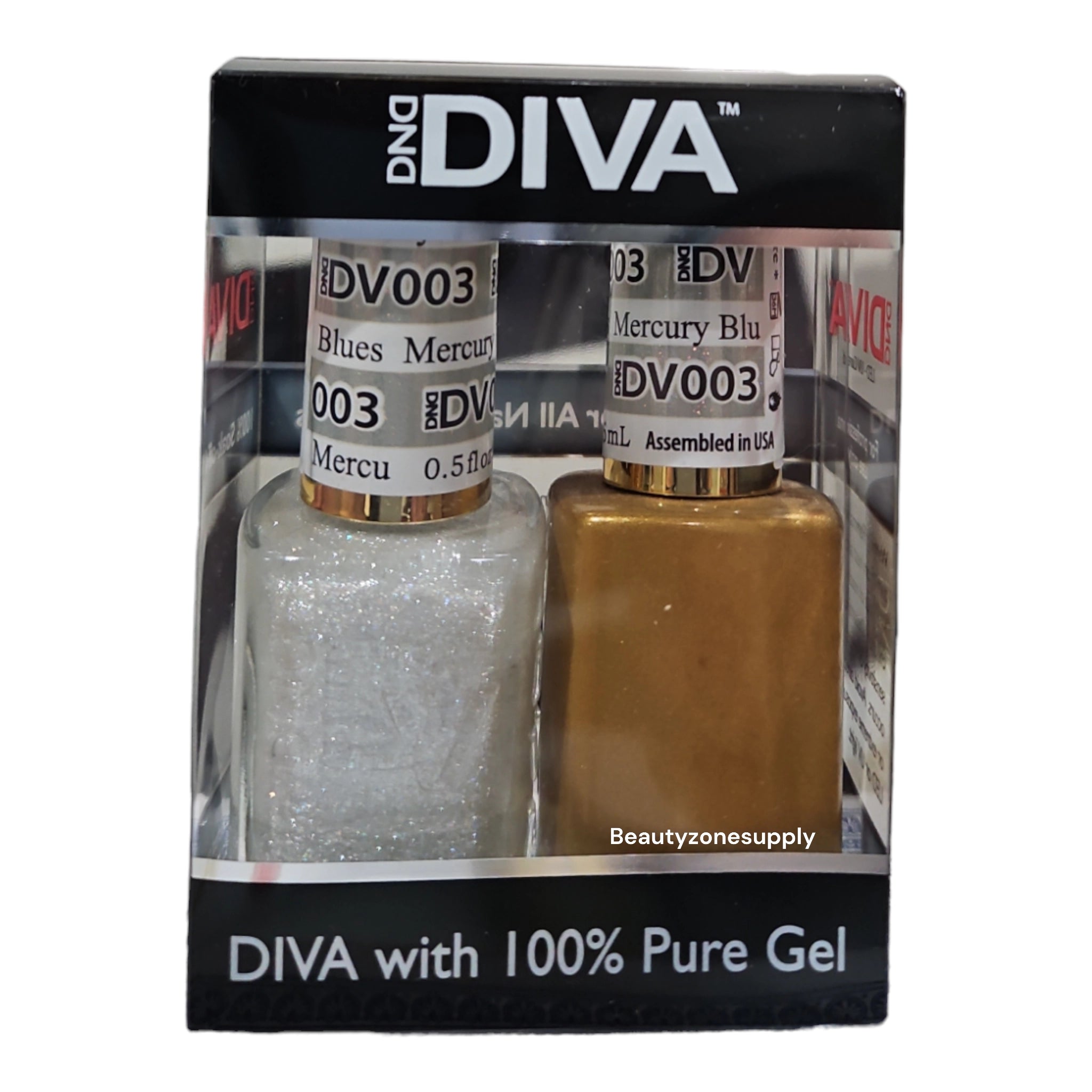 DND Diva Duo Nail Gel and Lacquer Set 003 in Stunning Mercury Blues Shade