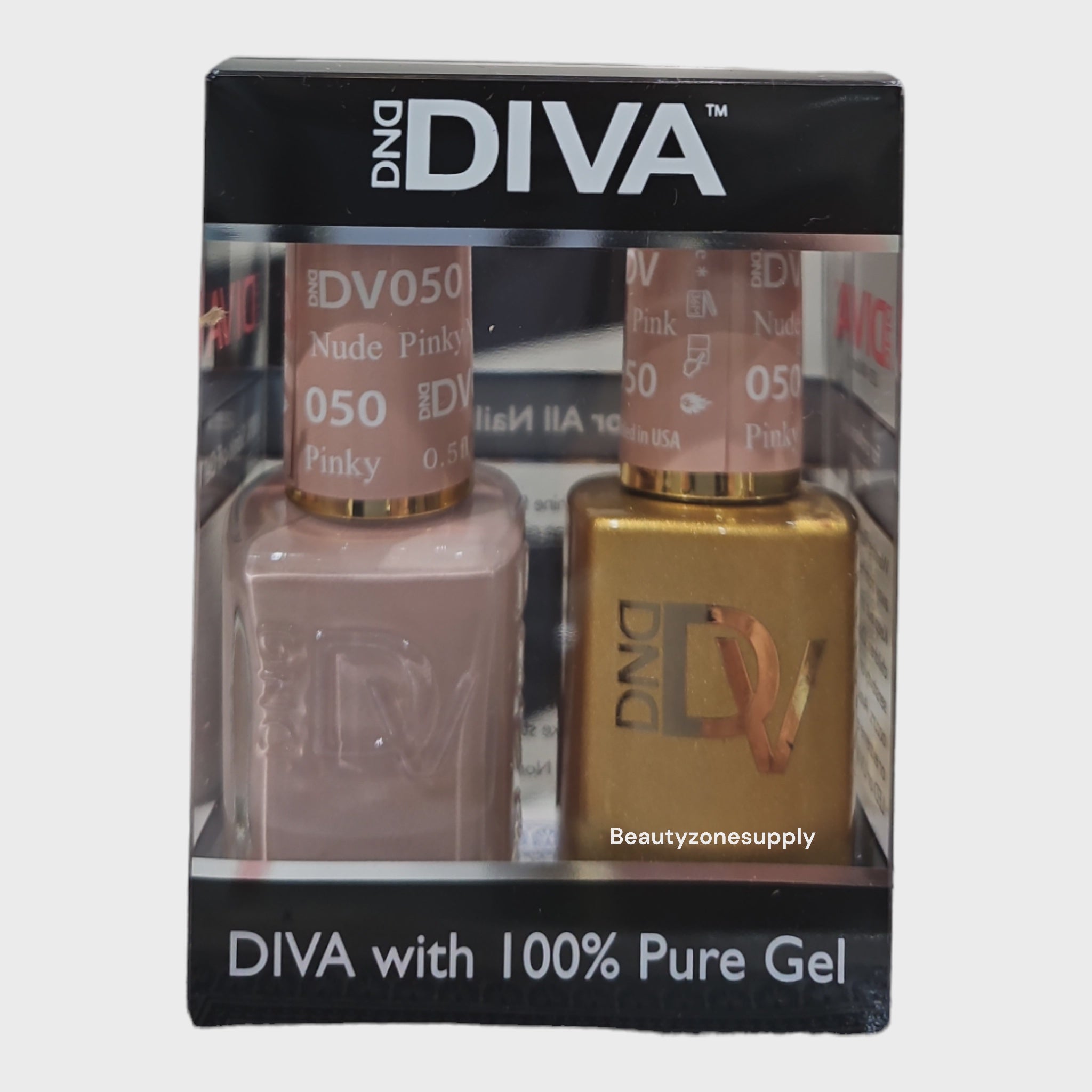 DND Diva Duo Professional Gel Nail Polish and Lacquer Set in 050 Pinky Nude Shade