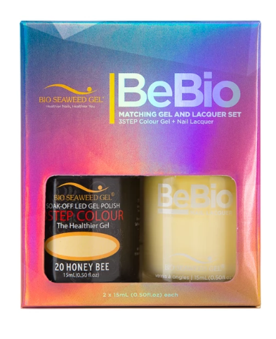 Bio Seaweed Bebio Duo 20 Honey Bee - Premium 3STEP Colour Gel Polish and Matching Nail Lacquer Set
