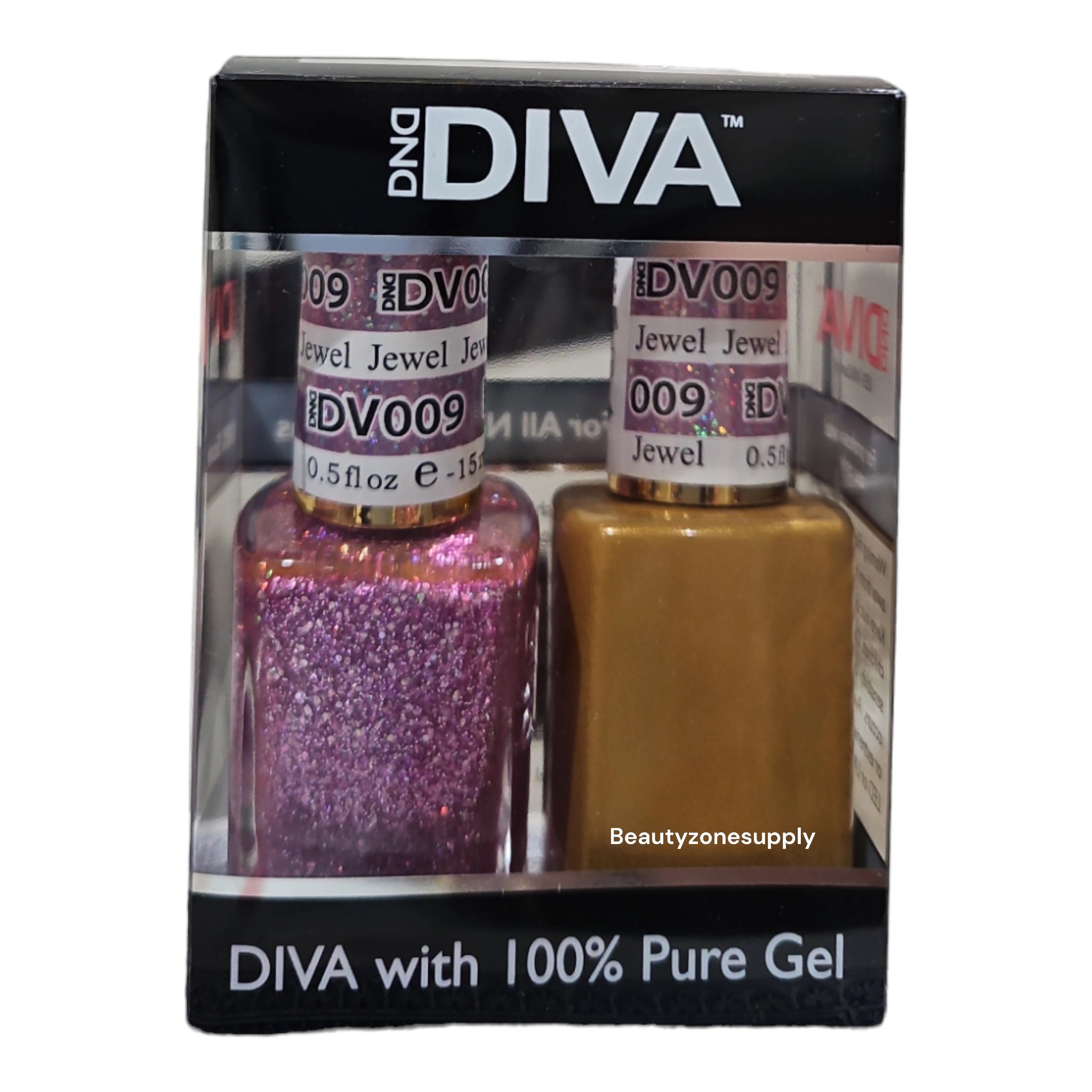 DND Diva Duo Professional Gel Nail Polish and Lacquer Set - 009 Jewel Shade