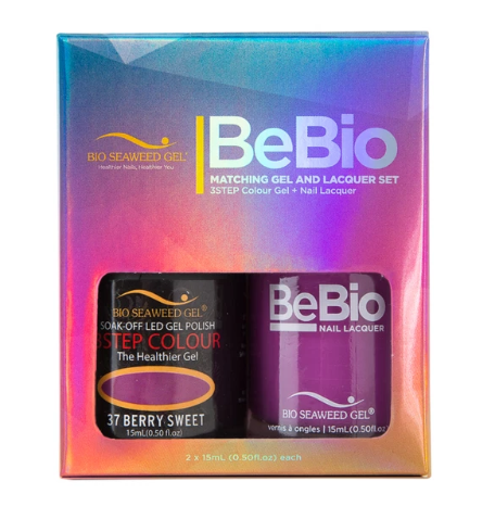 Bio Seaweed Bebio Duo 37 Berry Sweet 3STEP Colour Gel Polish and Matching Nail Lacquer Set