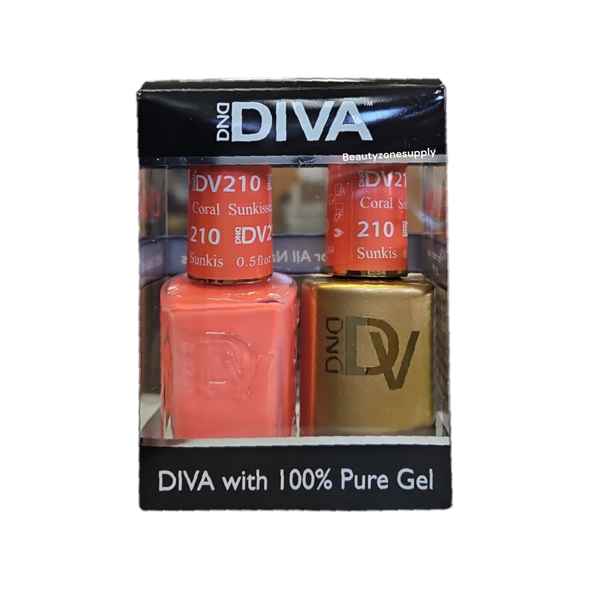 DND Diva 210 Duo Gel & Lacquer in Stunning Sunkissed Coral