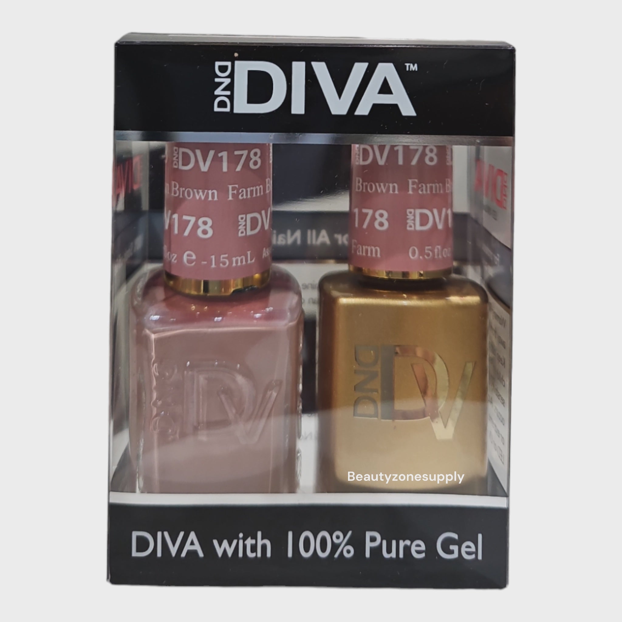 DND Diva Duo Premium Gel & Lacquer 178 - Stunning Farm Brown Shade