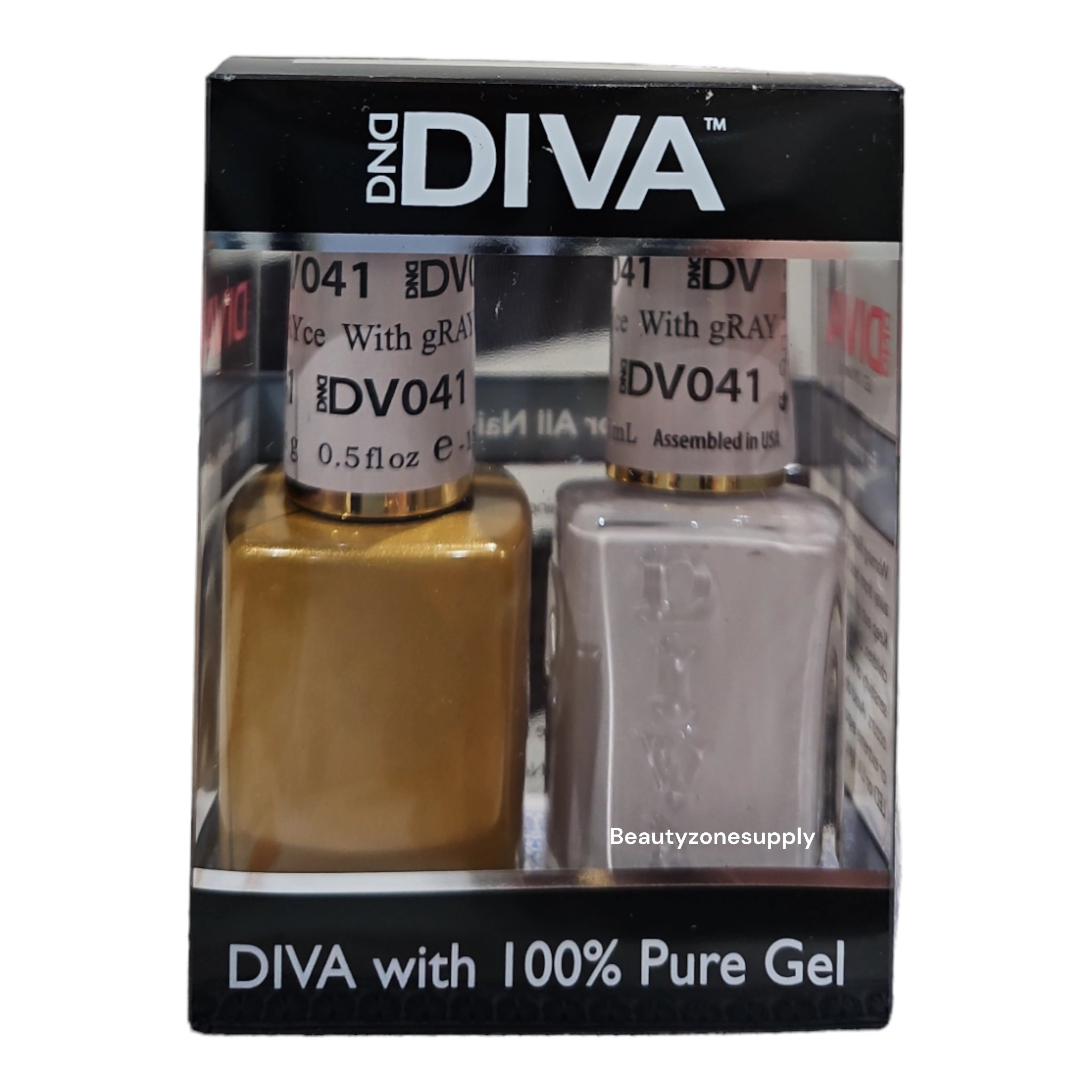 DND Diva Duo Professional Gel Nail Polish and Lacquer Set 041 Featuring Grayce Color