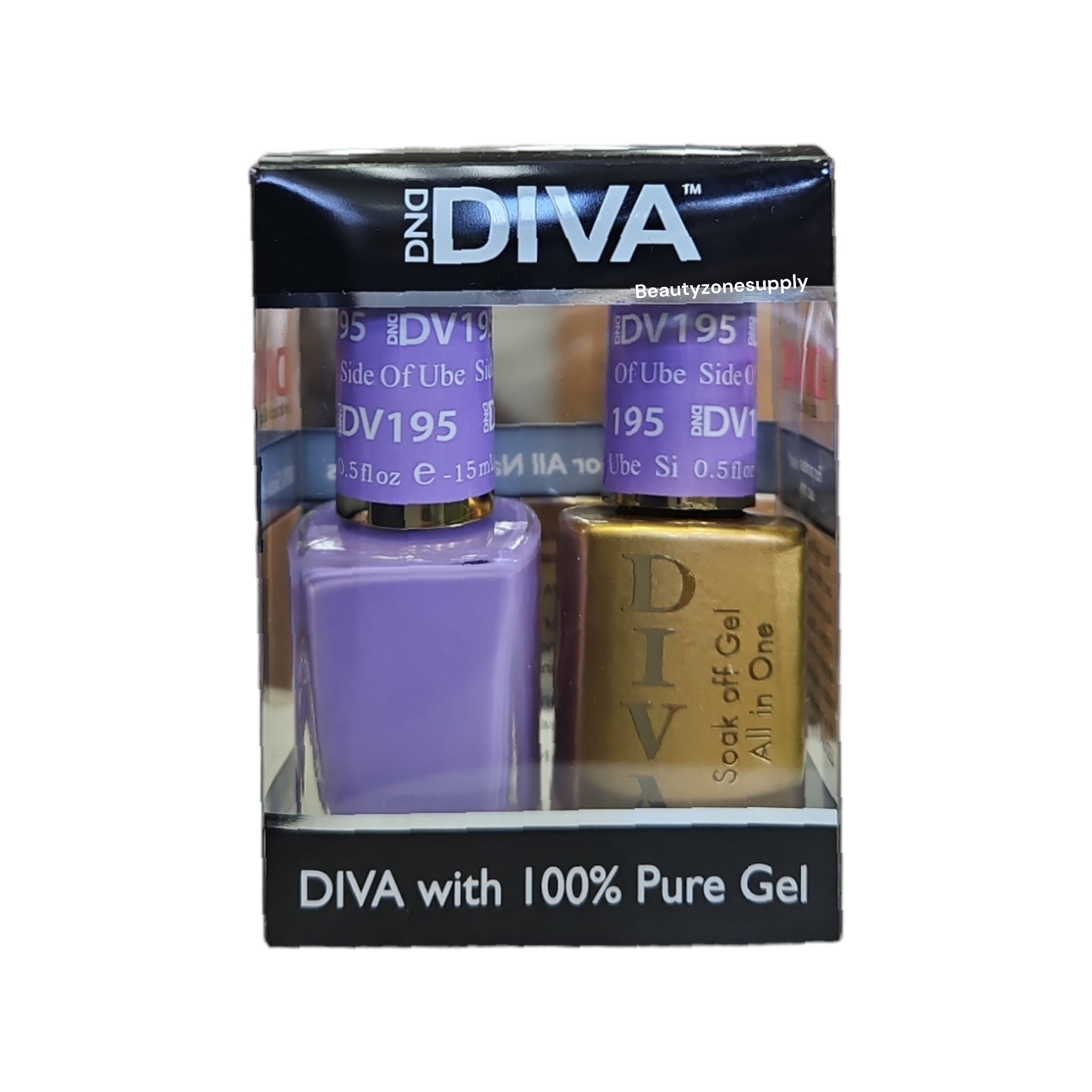 DND Diva Dual - Purpose Gel Polish and Lacquer Set 195, Ube - Hued Manicure Option