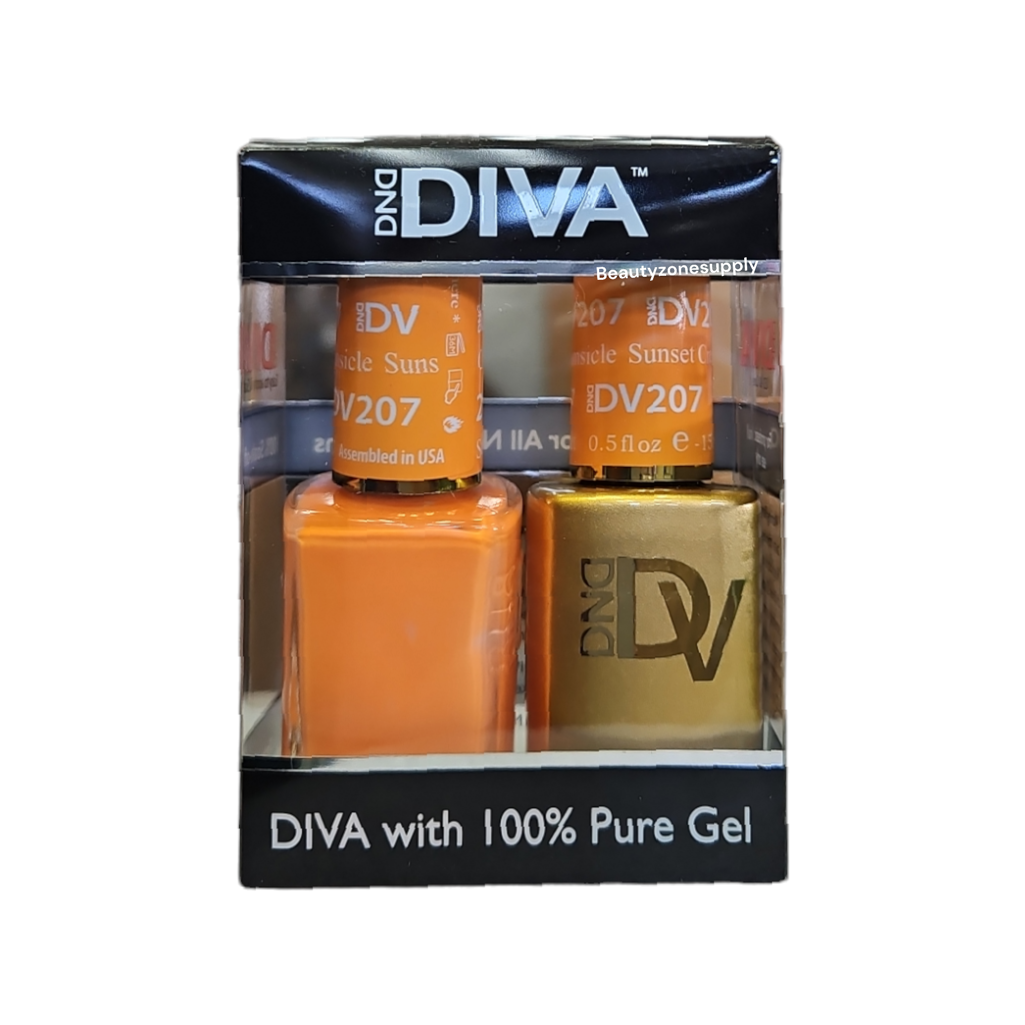 DND Diva Duo Gel & Lacquer 207 - Stunning Sunset Creamsicle Nail Polish