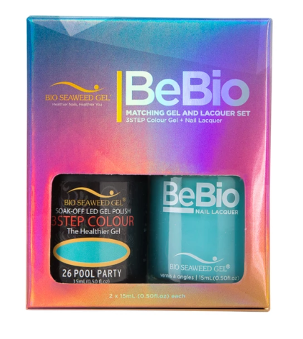 Bio Seaweed Bebio Duo 26 Pool Party 3 - STEP Color Gel Polish and Matching Nail Lacquer Set