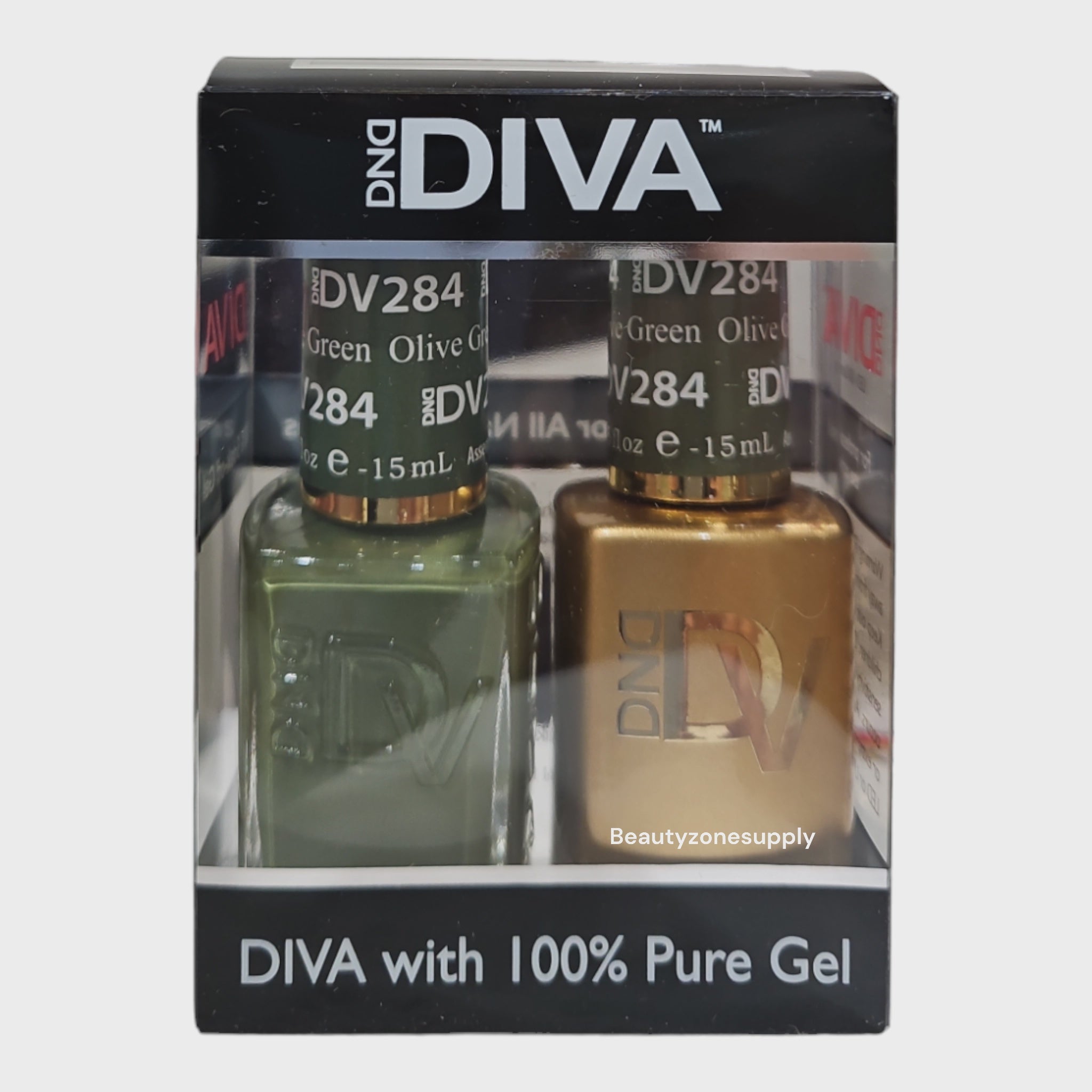 DND Diva Duo Gel & Lacquer 283 - Stunning Olive Green Nail Polish Set
