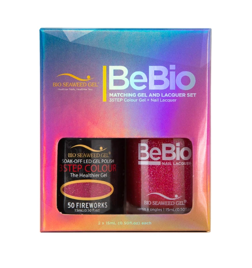 Bio Seaweed Bebio Duo 50 Fireworks Professional 3STEP Colour Gel Polish and Matching Nail Lacquer Set
