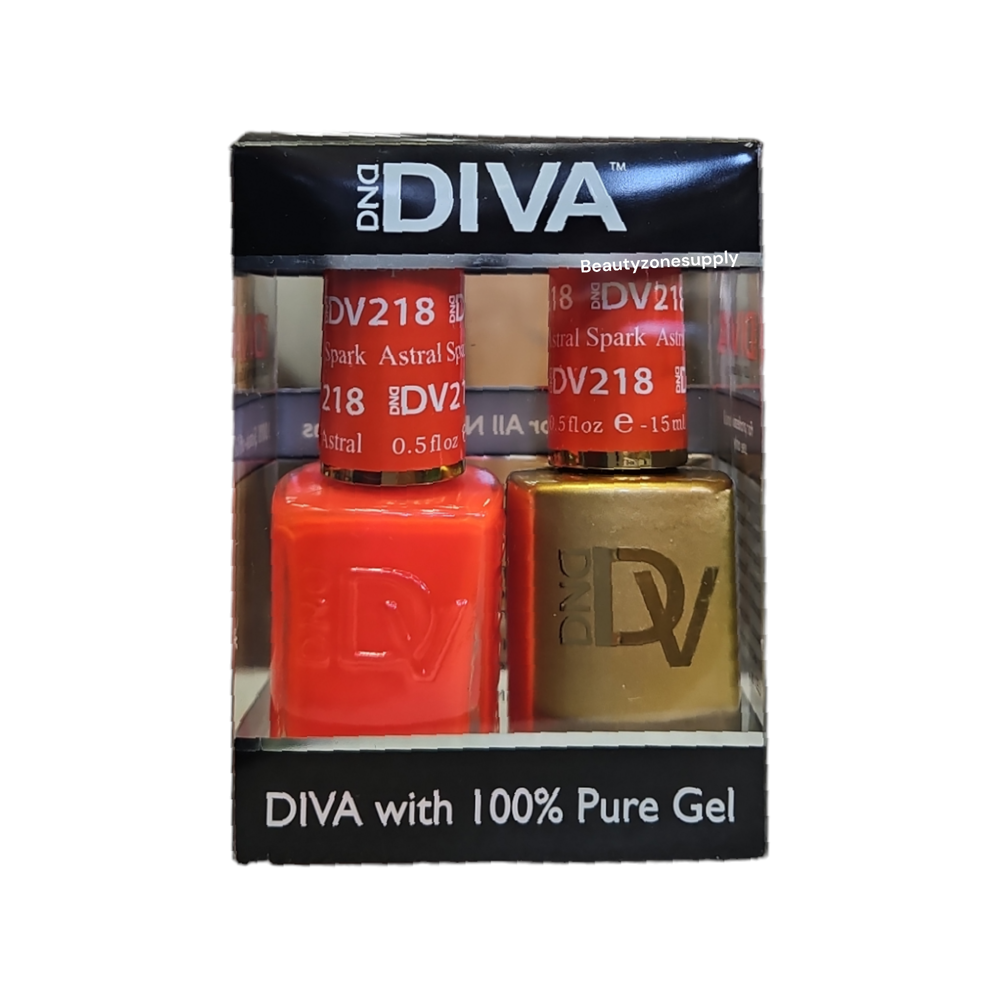 DND Diva Brand Duo Set of Gel Nail Polish and Lacquer 218 with Astral Spark Shimmer