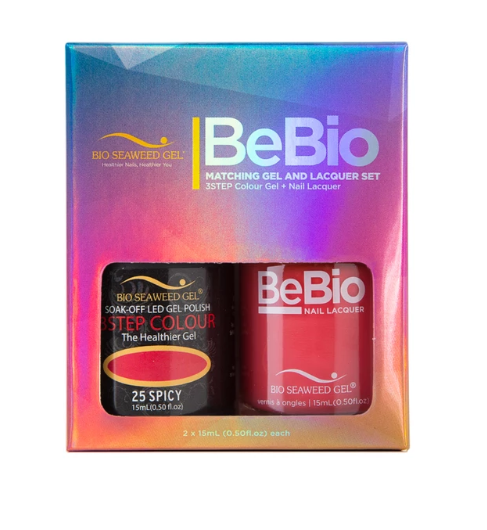 Bio Seaweed Bebio Duo 25 Spicy - Professional 3STEP Colour Gel Polish and Matching Nail Lacquer Set
