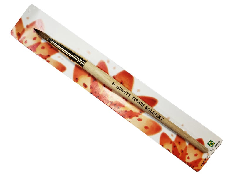 Beauty Touch Professional Kolinsky Acrylic Nail Brush - Ideal for New Nail Techs and Students, Size 6