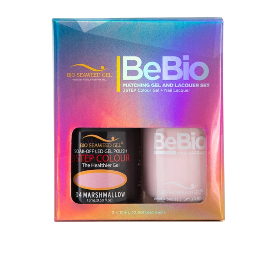 Bio Seaweed Bebio Duo 04 Marshmallow 3STEP Colour Gel Polish and Matching Nail Lacquer Set